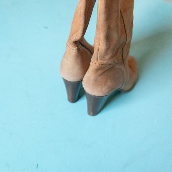 J Crew Genuine Italian Leather Stacked Heel Almond Toe Zipper Boots Size 8 - Picture 5 of 9